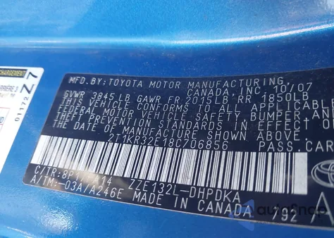 2008 Toyota Matrix from USA, damaged, VIN 2T1KR32E18C706856